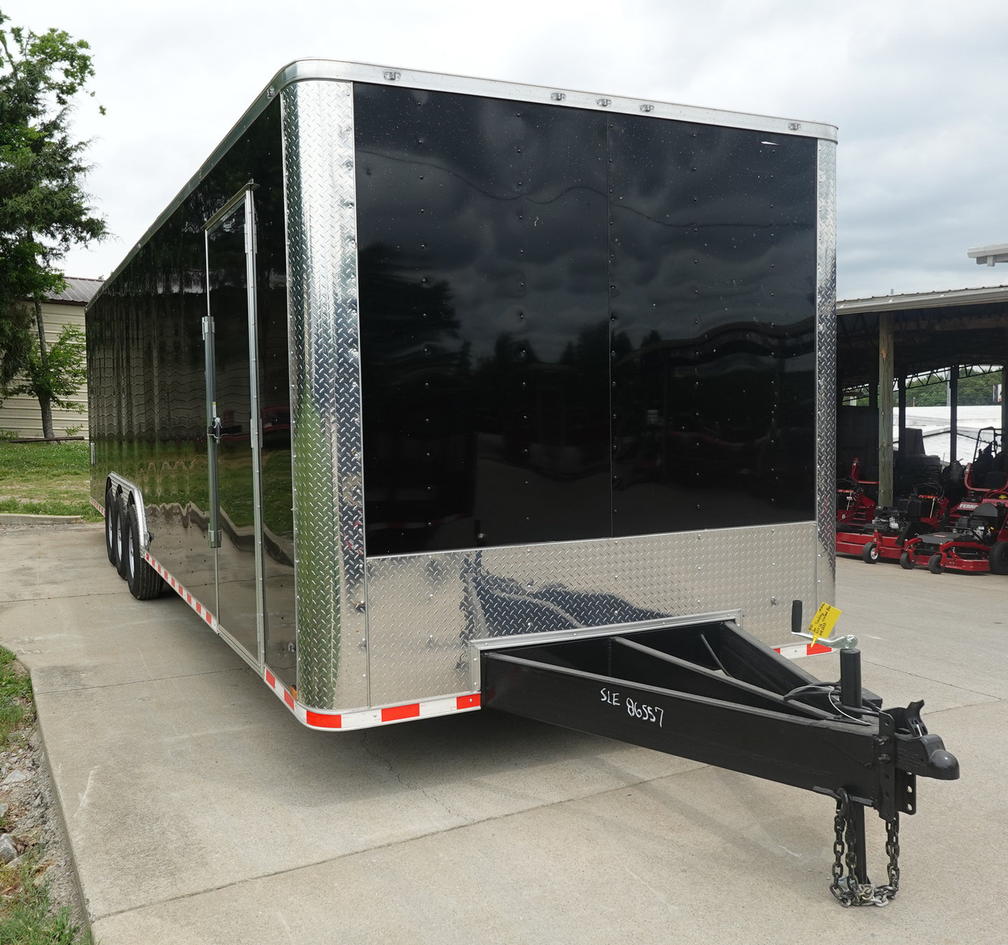 8.5x32 Black Enclosed Car Hauler Trailer With Ramp and side door (3) 7K Axles 21k GVWR - SLE Equipment - 2