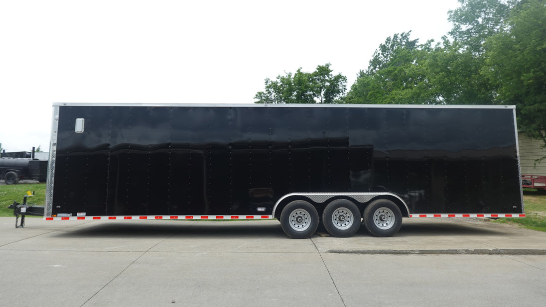8.5x32 Black Enclosed Car Hauler Trailer With Ramp and side door (3) 7K Axles 21k GVWR - SLE Equipment - 6