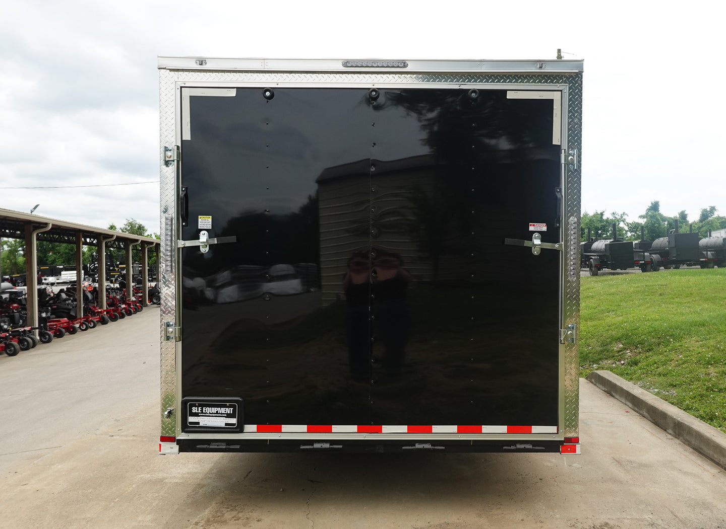 8.5x32 Black Enclosed Car Hauler Trailer With Ramp and side door (3) 7K Axles 21k GVWR - SLE Equipment - 9