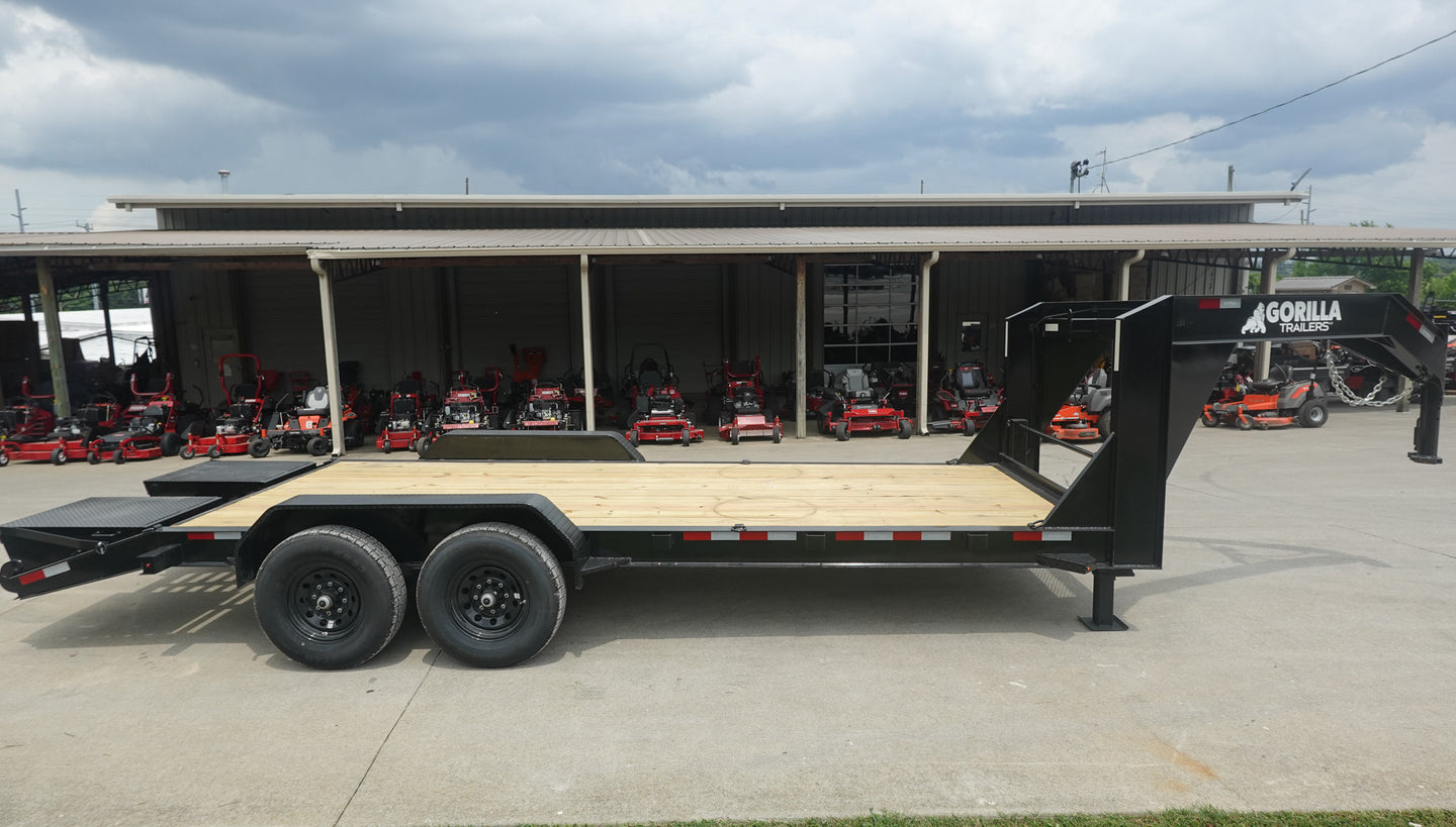 7x20 Gooseneck Equipment Trailer (2) 7K Axles Right Side