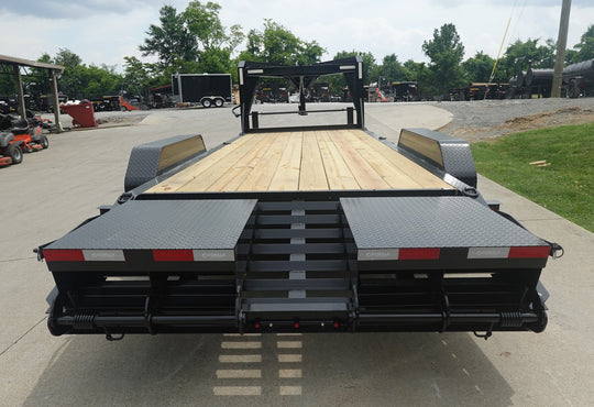 7x20 Gooseneck Equipment Trailer (2) 7K Axles Rear King Kong Ramps