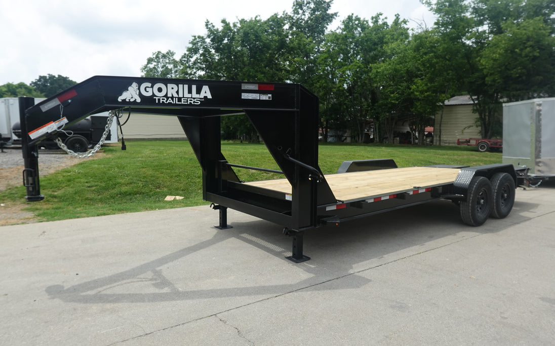 7x20 Gooseneck Equipment Trailer (2) 7K Axles Front Left