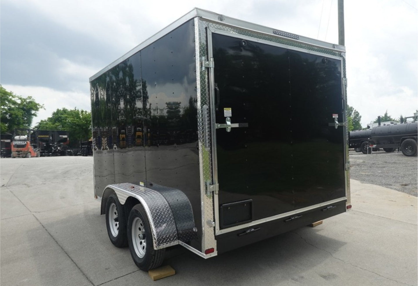 7X12 V-Nose Enclosed Cargo Trailer Rear Left Side