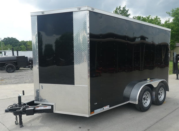 7X12 V-Nose Enclosed Cargo Trailer Front Left