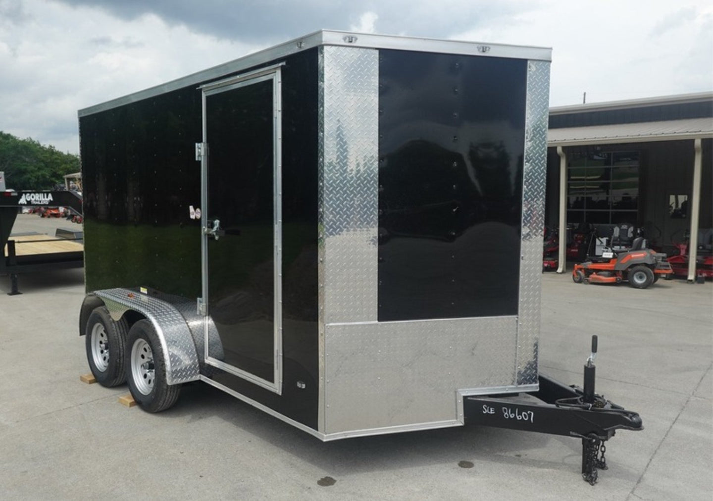 7X12 V-Nose Enclosed Cargo Trailer Front  Right