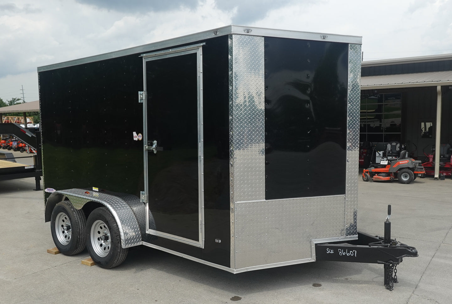 7X12 V-Nose Enclosed Cargo Trailer Front  Right Side