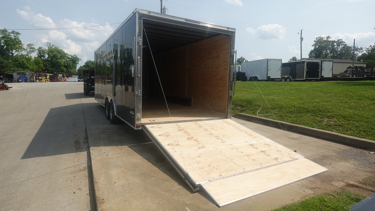 8.5X24 Black Enclosed Trailer (2) 5,200lb Axles Escape Door Rear Left Ramp