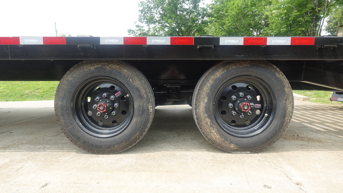 8.5x25 Gooseneck Deckover Dovetail Trailer (2) 10K Axles King Kong Ramps Left Side Tires