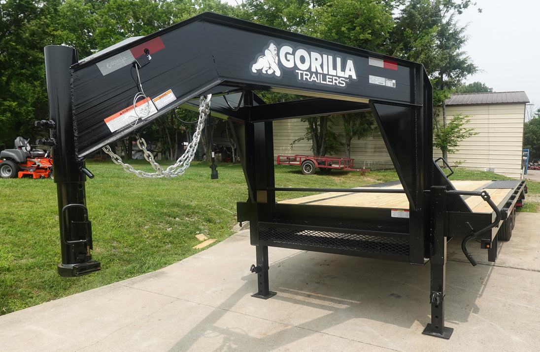 8.5x25 Gooseneck Deckover Dovetail Trailer (2) 10K Axles King Kong Ramps Front Left