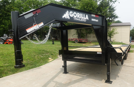 8.5x25 Gooseneck Deckover Dovetail Trailer (2) 10K Axles King Kong Ramps Front Left