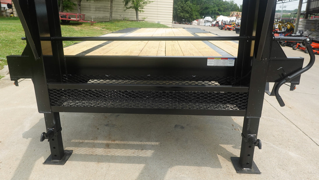 8.5x25 Gooseneck Deckover Dovetail Trailer (2) 10K Axles King Kong Ramps Chain Basket