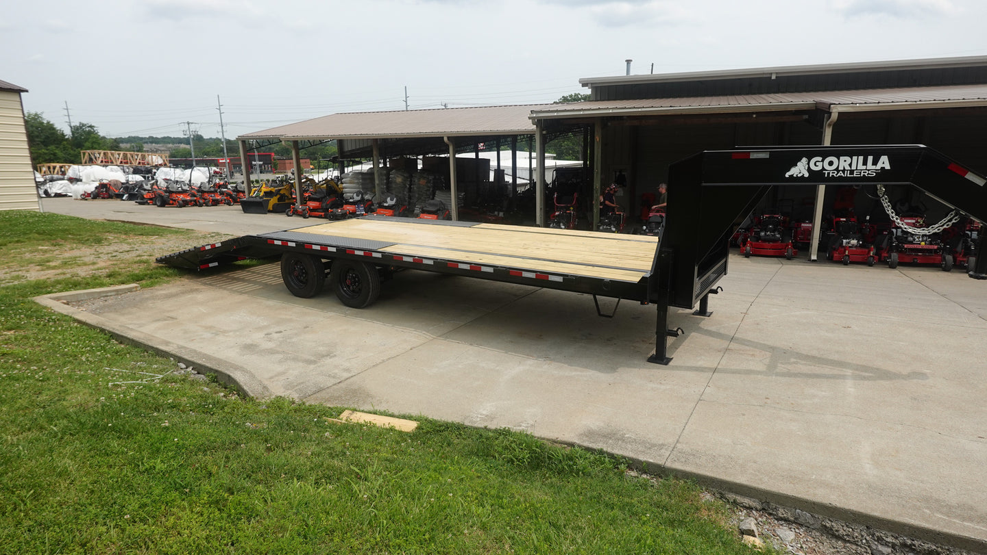 8.5x25 Gooseneck Deckover Dovetail Trailer (2) 10K Axles King Kong Ramps Right Side Utility Deck