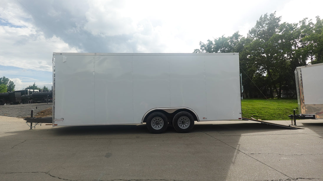 8.5x20 White Enclosed Trailer (2) 5200LB With 7 Interior Height Left Side