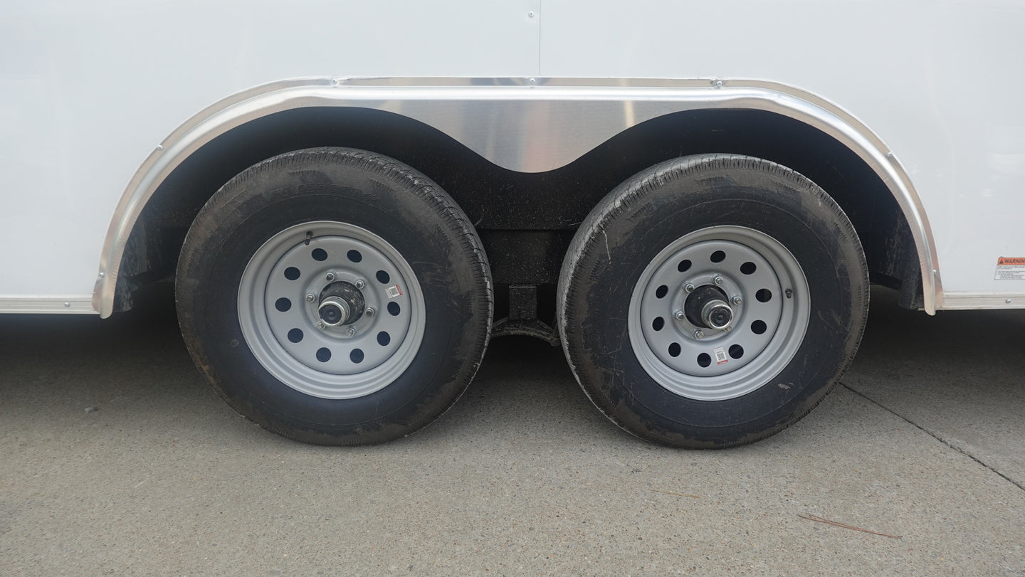 8.5x20 White Enclosed Trailer (2) 5200LB With 7 Interior Height Axles