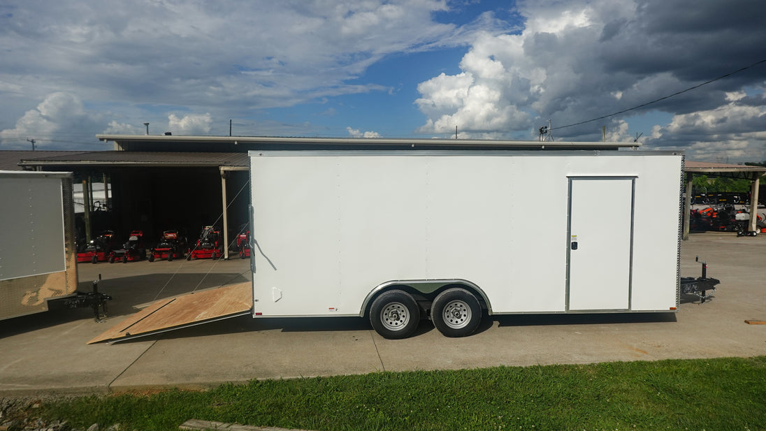 8.5x20 White Enclosed Trailer (2) 5200LB With 7 Interior Height Right Side