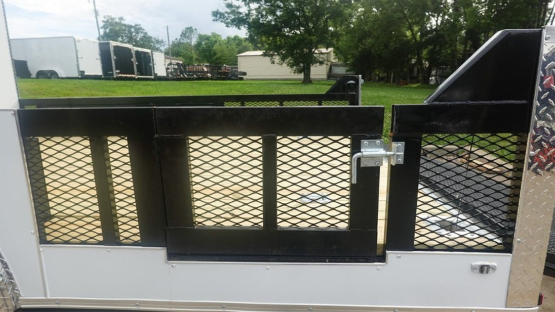 8.5' x 20' White V-Nose Hybrid Enclosed Trailer – Dual 7K Axles Rear Utility Mini Gate