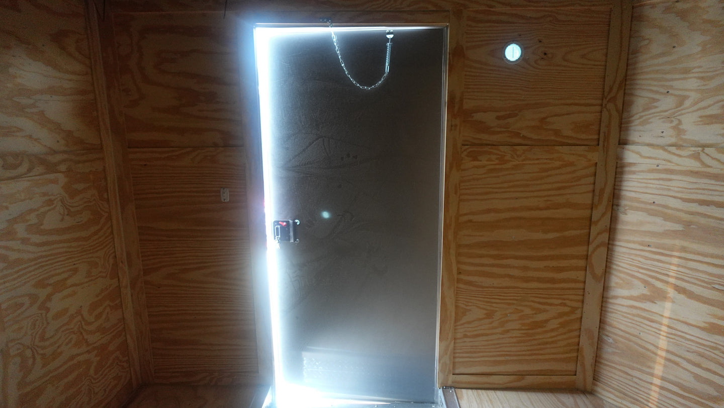 8.5' x 20' White V-Nose Hybrid Enclosed Trailer – Dual 7K Axles Inside Left Side Door