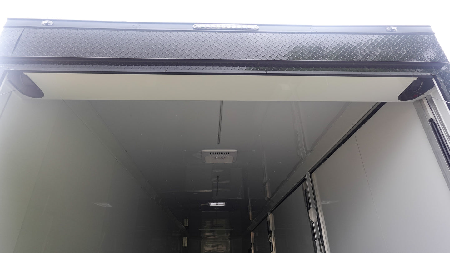 8.5x42 White With Black Out Trim Gooseneck King Pin Fifth Wheel Enclosed Trailer (3) 8K Rear Brake Light