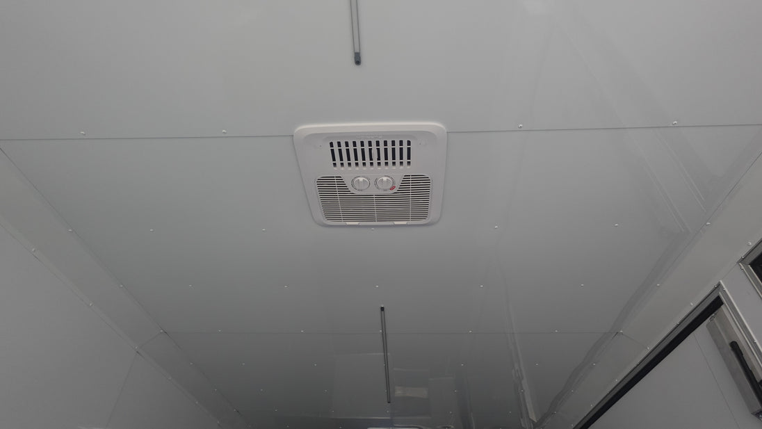 8.5x42 White With Black Out Trim Gooseneck King Pin Fifth Wheel Enclosed Trailer (3) 8K Roof Air Conditioner/ LED Strip Lights