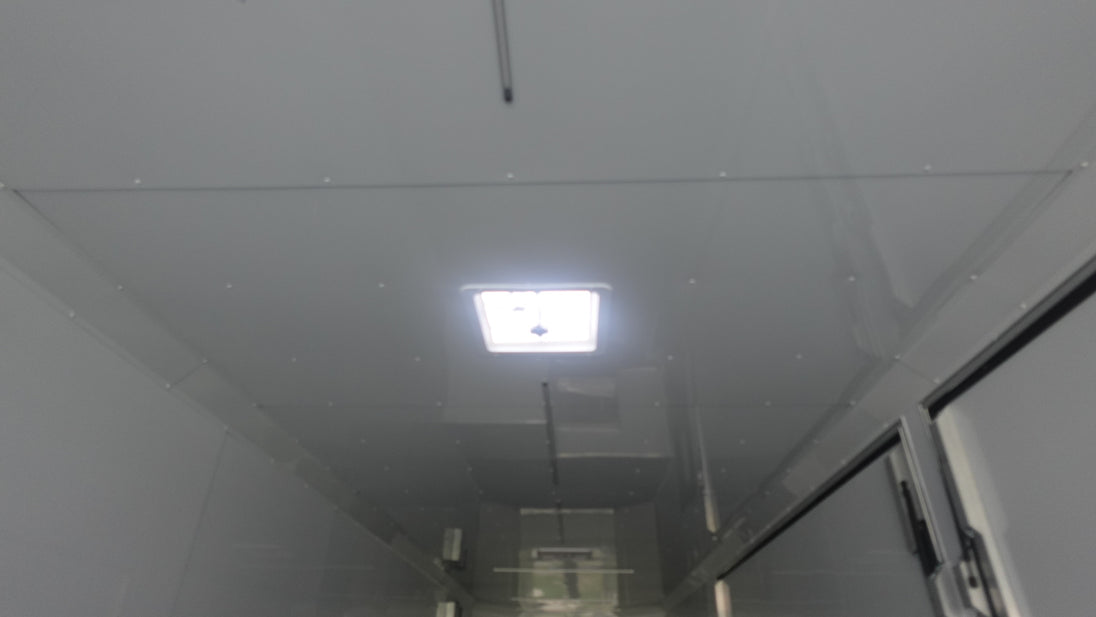 8.5x42 White With Black Out Trim Gooseneck King Pin Fifth Wheel Enclosed Trailer (3) 8K Roof Vent