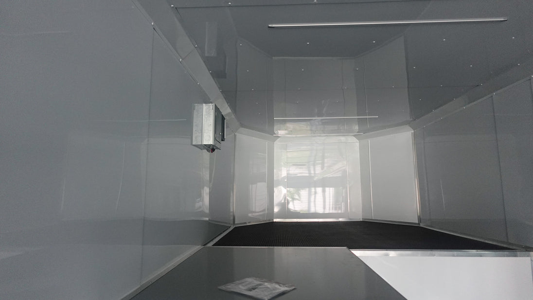 8.5x42 White With Black Out Trim Gooseneck King Pin Fifth Wheel Enclosed Trailer (3) 8K GN Lifted Storage