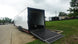 8.5x42 White With Black Out Trim Gooseneck King Pin Fifth Wheel Enclosed Trailer (3) 8K Rear Left Ramp