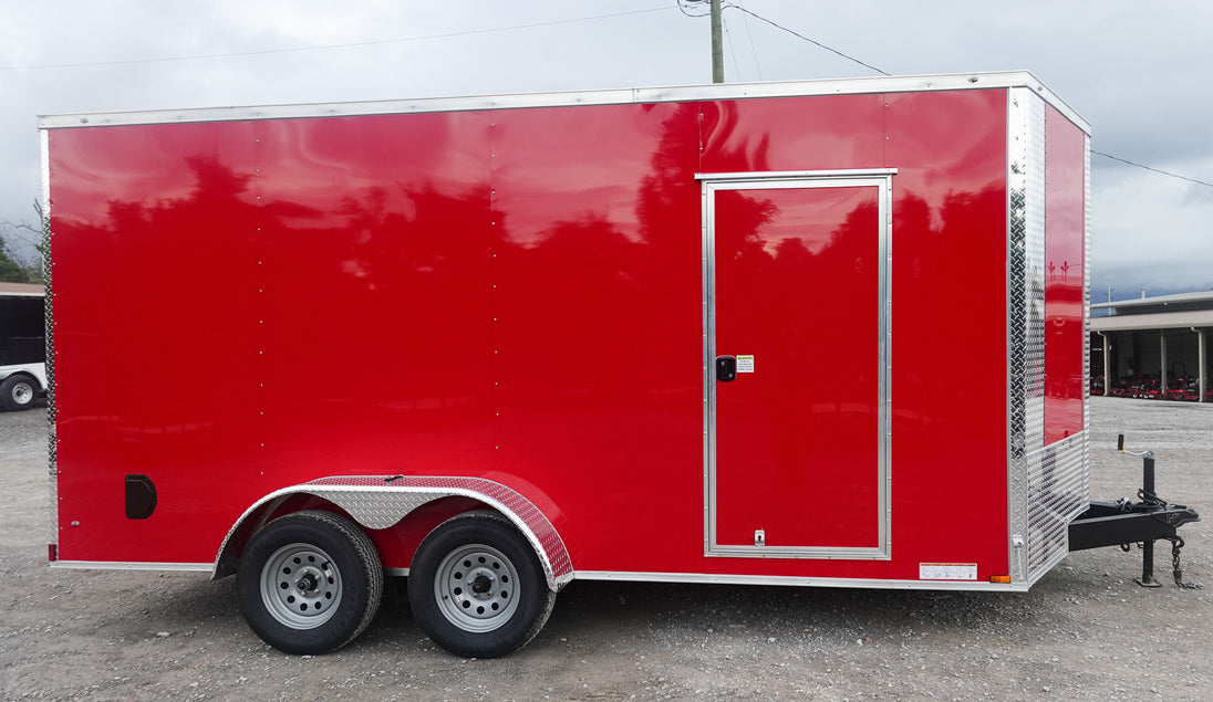 7x16 Red V - Nose Enclosed Trailer (2) 3,500lb Axles 7ft Interior - SLE Equipment - 4