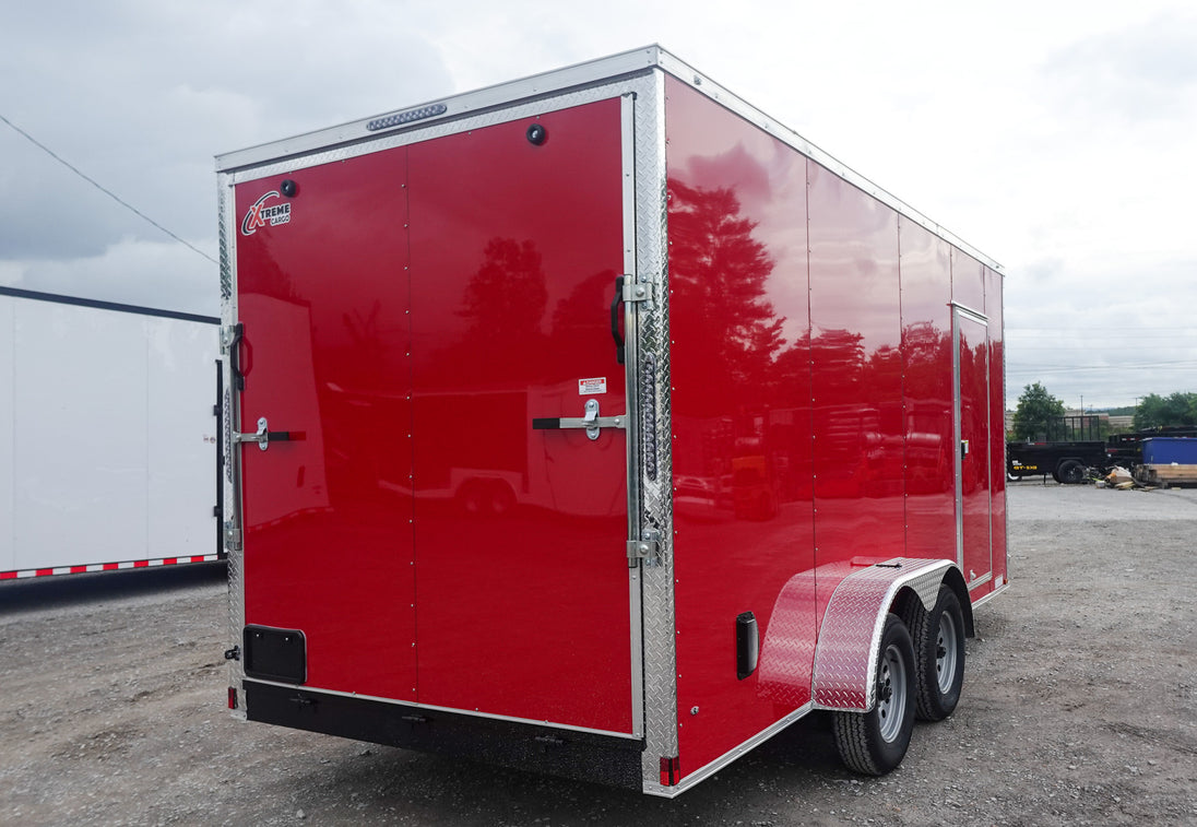 7x16 Red V - Nose Enclosed Trailer (2) 3,500lb Axles 7ft Interior - SLE Equipment - 5