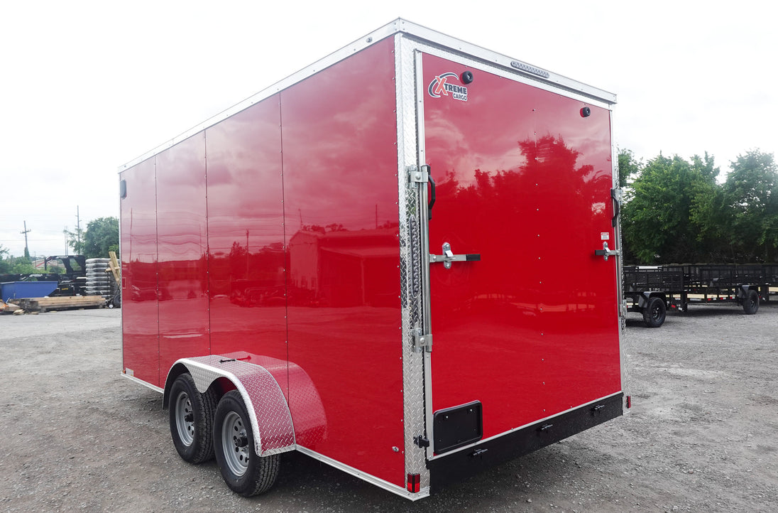 7x16 Red V - Nose Enclosed Trailer (2) 3,500lb Axles 7ft Interior - SLE Equipment - 6