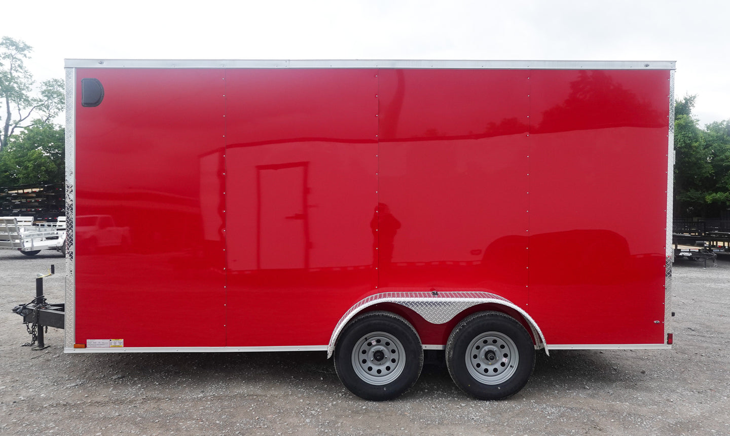 7x16 Red V - Nose Enclosed Trailer (2) 3,500lb Axles 7ft Interior - SLE Equipment - 7