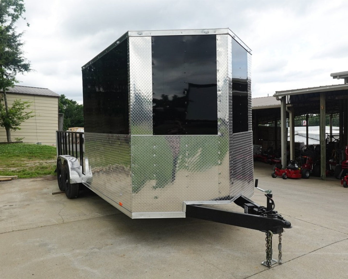 7x20 Black Hybrid Enclosed Trailer ATP Floor (2) 7K Axles Front Right