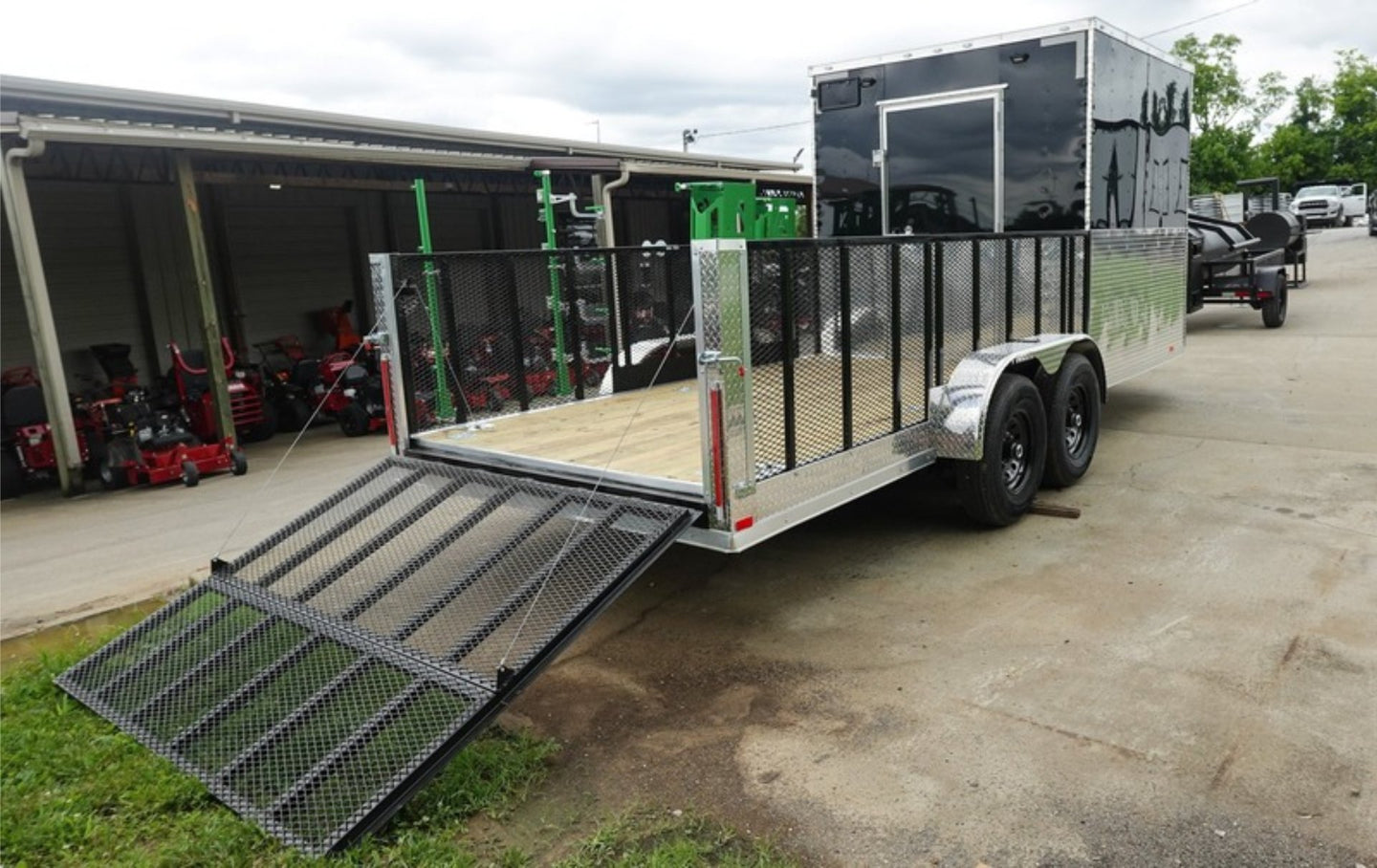 7x20 Black Hybrid Enclosed Trailer ATP Floor (2) 7K Axles Right Rear