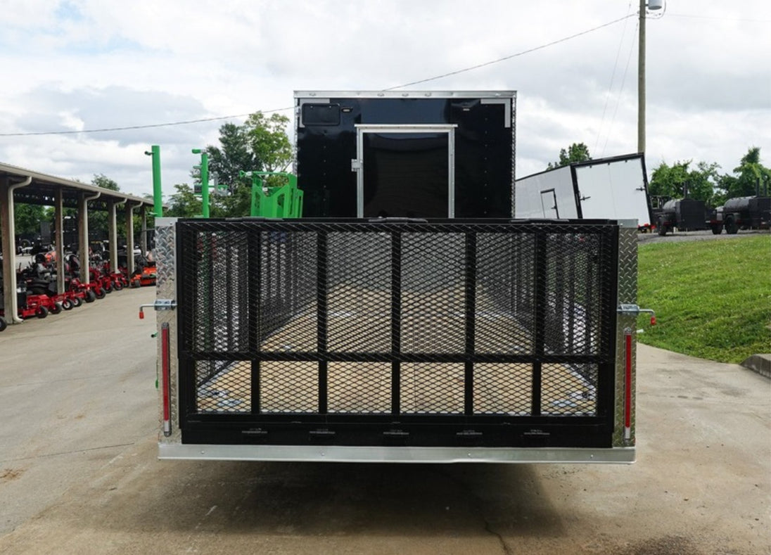 7x20 Black Hybrid Enclosed Trailer ATP Floor (2) 7K Axles Rear Gate Closed
