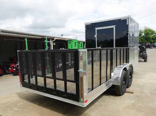 7x20 Black Hybrid Enclosed Trailer ATP Floor (2) 7K Axles Right Rear