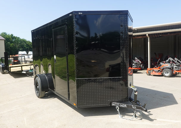 6x12 Enclosed Trailer Black V - Nose Blackout Package 3,500lb Axle Storage - SLE Equipment - 1