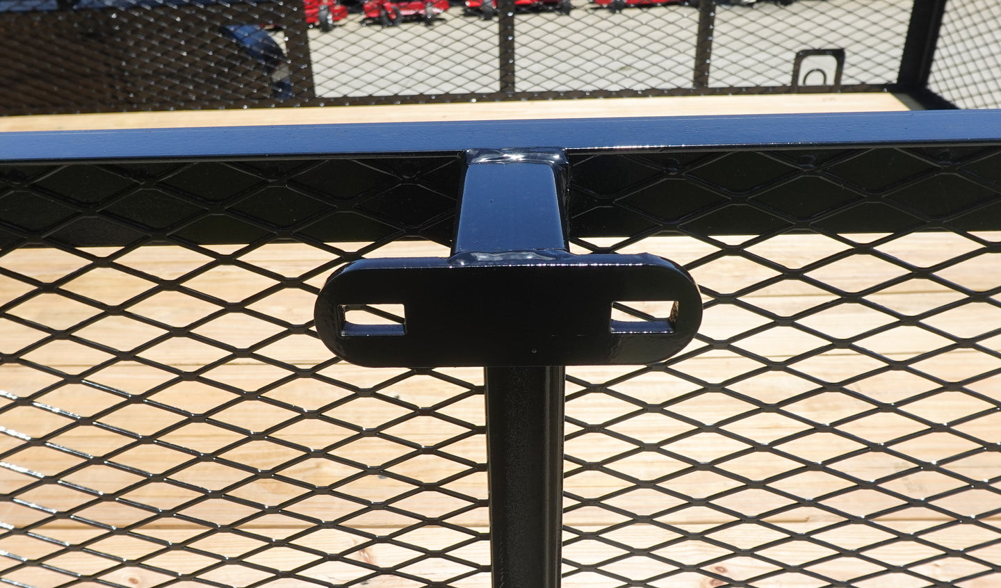 7X16 Dovetail Utility Trailer 2ft Mesh (2) 3500lb Axles Tire Mount