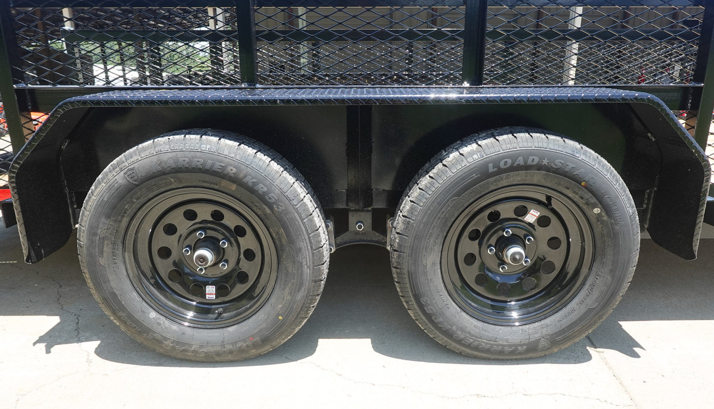 7X16 Dovetail Utility Trailer 2ft Mesh (2) 3500lb Axles Fenders and Tires
