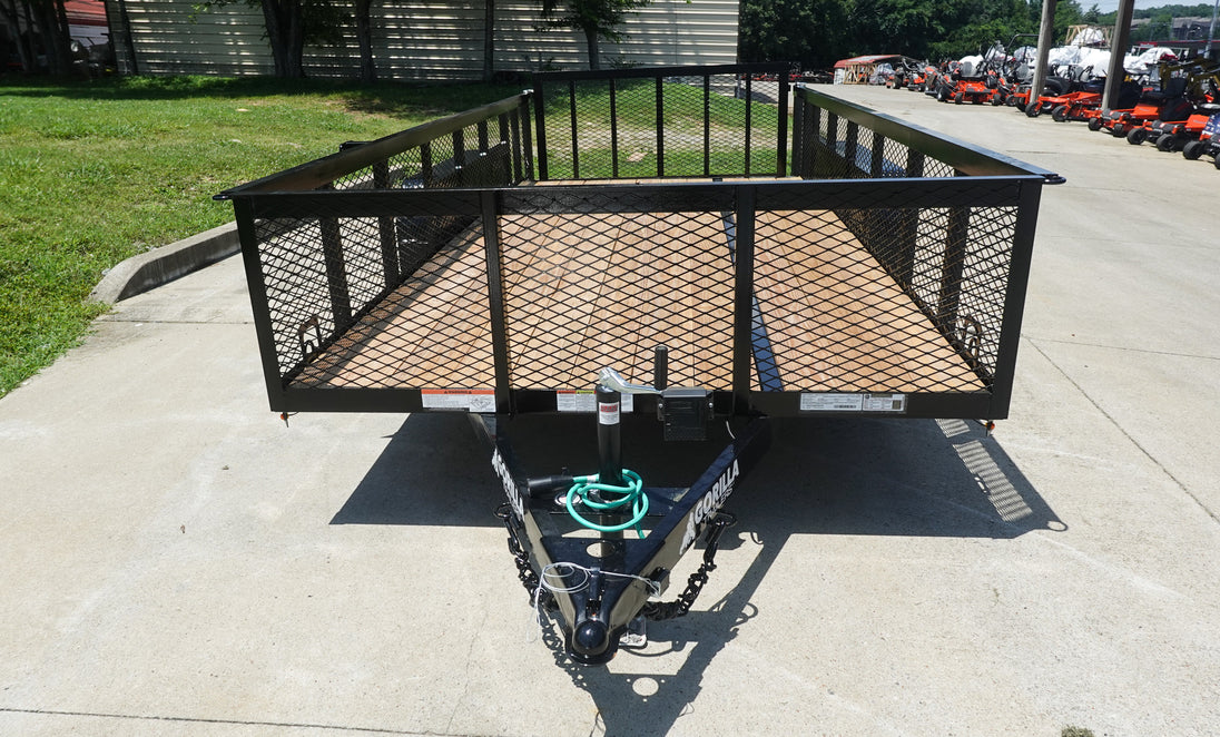 7X16 Dovetail Utility Trailer 2ft Mesh (2) 3500lb Axles Front 