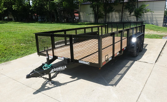 7X16 Dovetail Utility Trailer 2ft Mesh (2) 3500lb Axles Front Left