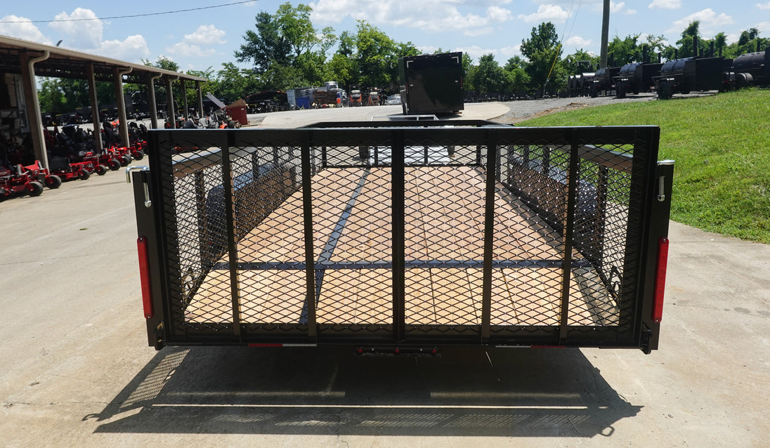 7X16 Dovetail Utility Trailer 2ft Mesh (2) 3500lb Axles Rear