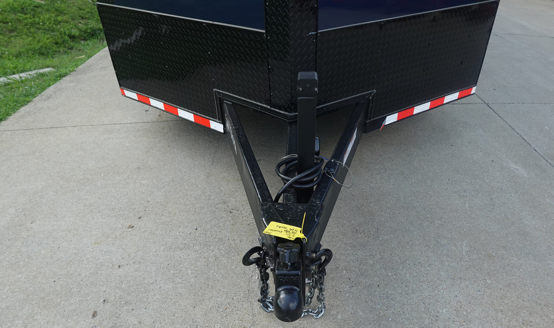 8.5X36 Indigo Blue With Black Out Enclosed Trailer With Escape Doors E Track Floor (3) 7K Axles 21K GVWR Jack