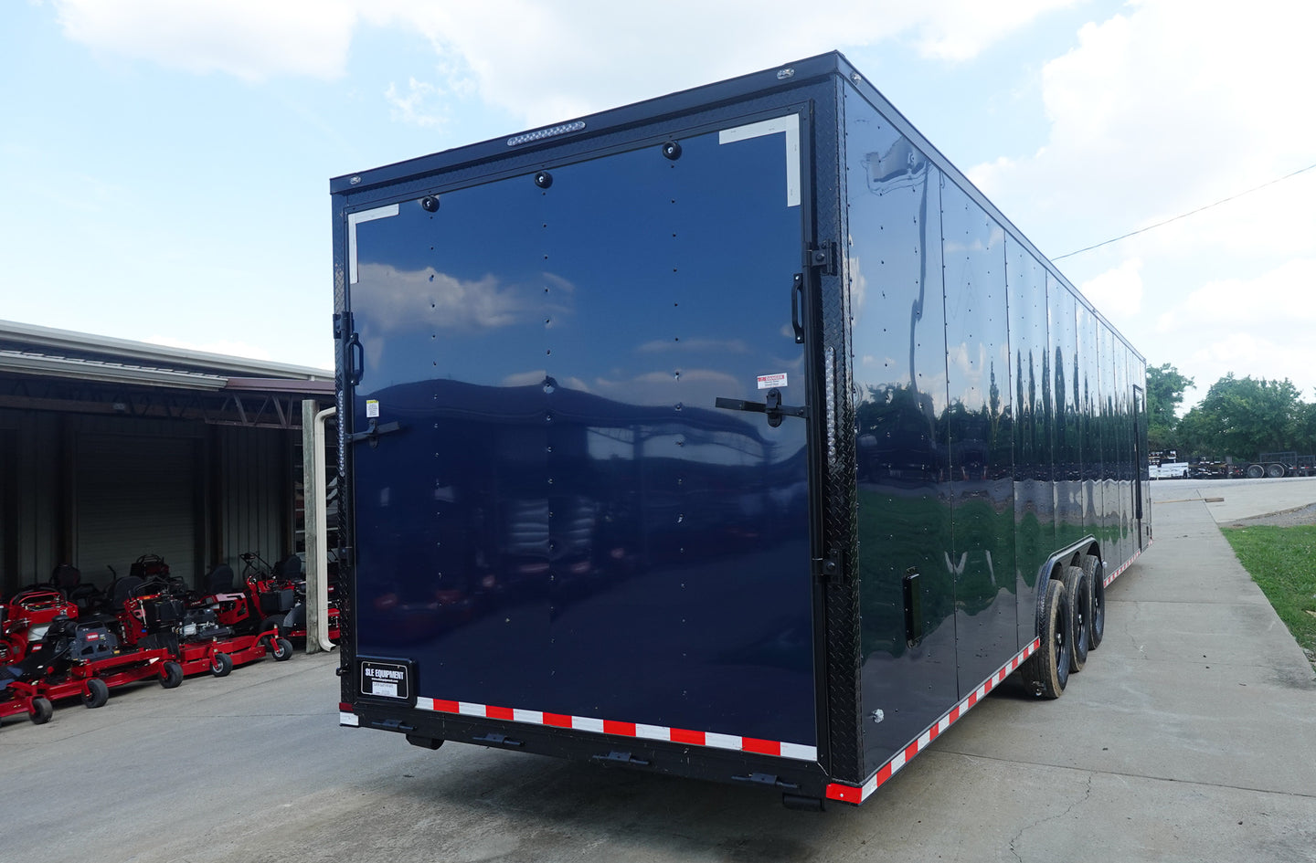 8.5X36 Indigo Blue With Black Out Enclosed Trailer With Escape Doors E Track Floor (3) 7K Axles 21K GVWR Rear Right