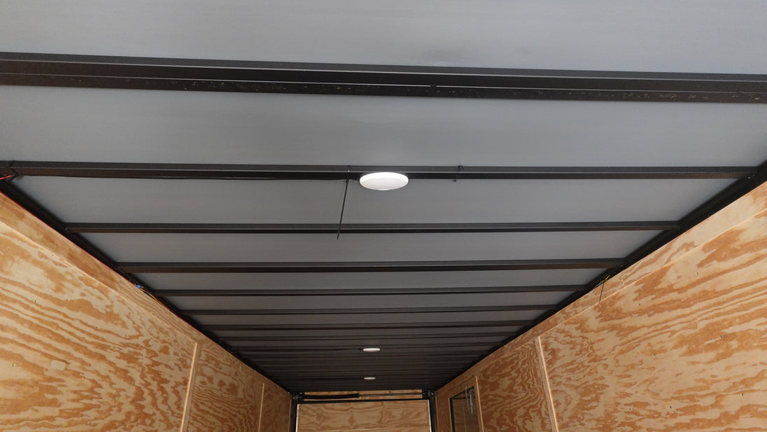 8.5X36 Indigo Blue With Black Out Enclosed Trailer With Escape Doors E Track Floor (3) 7K Axles 21K GVWR Inside 12 Volt Dome Light