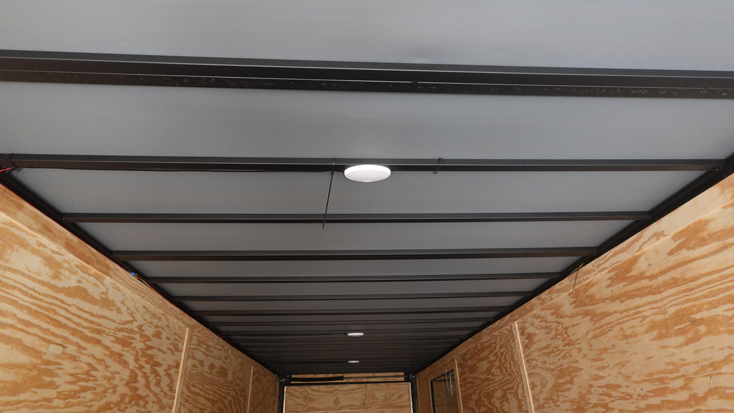 8.5X36 Indigo Blue With Black Out Enclosed Trailer With Escape Doors E Track Floor (3) 7K Axles 21K GVWR Inside 12 Volt Dome Light