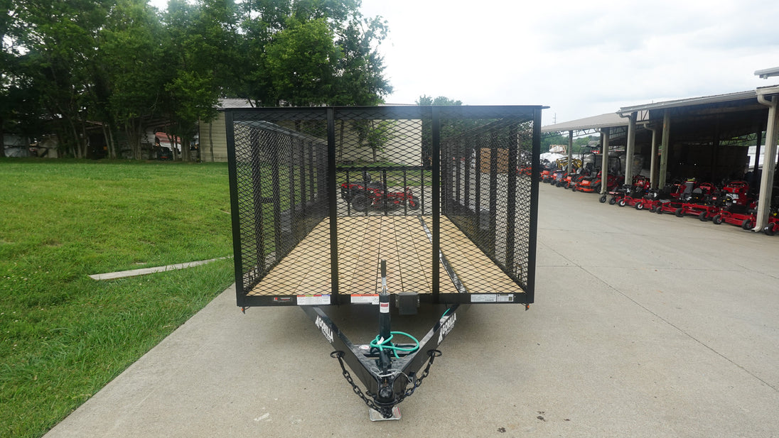 6.4x16 Dovetail Utility Trailer with 4ft Mesh Side (2) 3,500lb Axles - SLE Equipment - 1