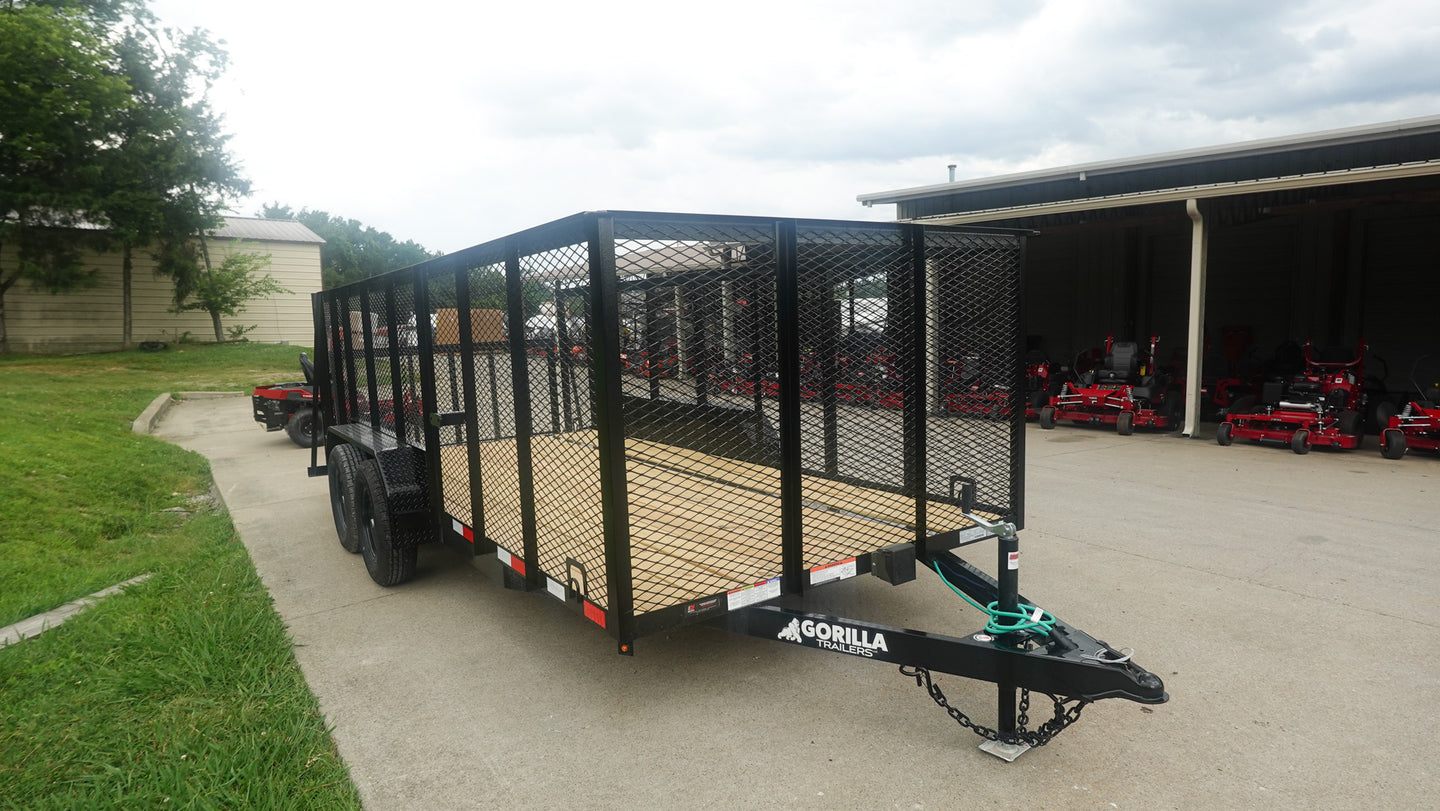 6.4x16 Dovetail Utility Trailer with 4ft Mesh Side (2) 3,500lb Axles - SLE Equipment - 2