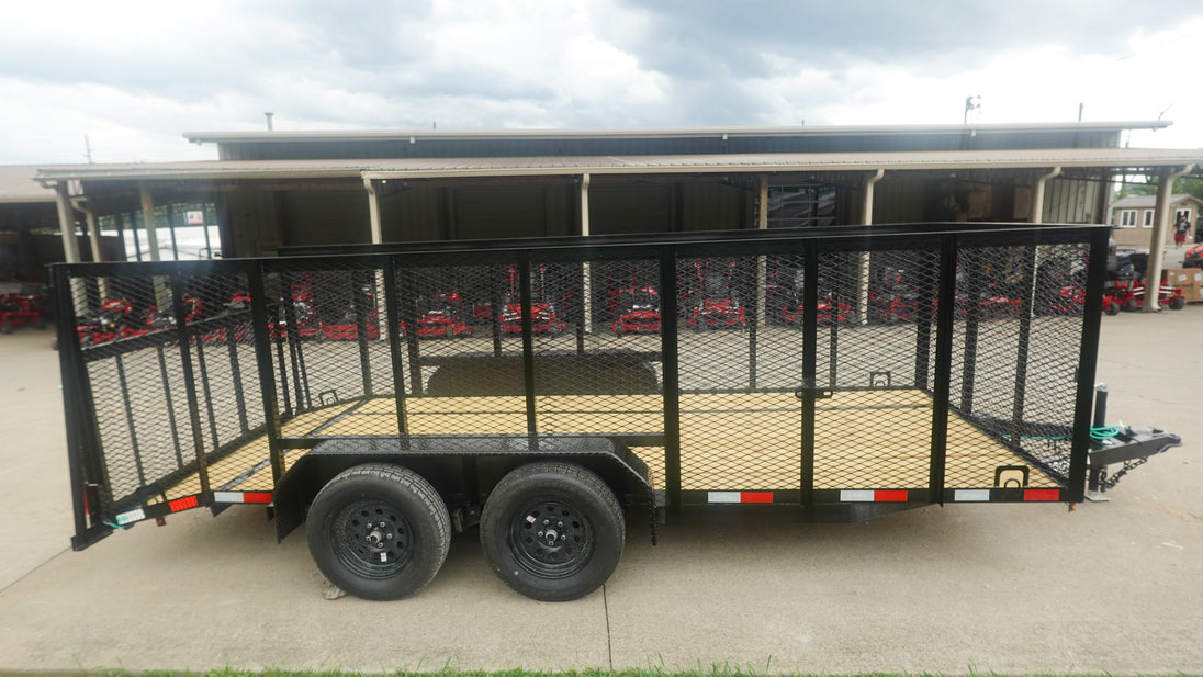 6.4x16 Dovetail Utility Trailer with 4ft Mesh Side (2) 3,500lb Axles - SLE Equipment - 3