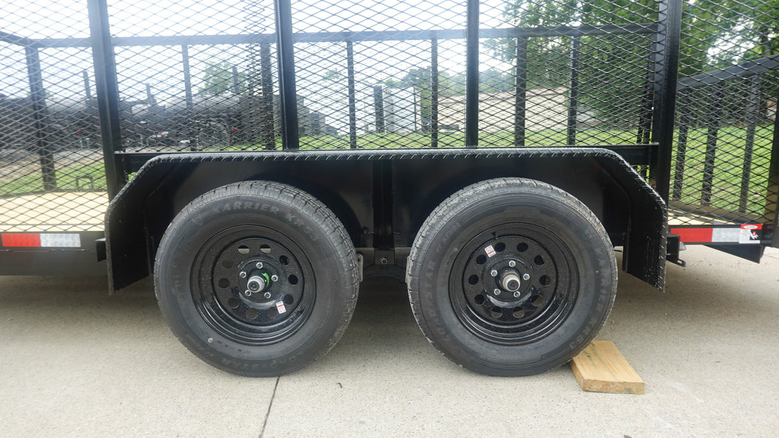 6.4x16 Dovetail Utility Trailer with 4ft Mesh Side (2) 3,500lb Axles - SLE Equipment - 12