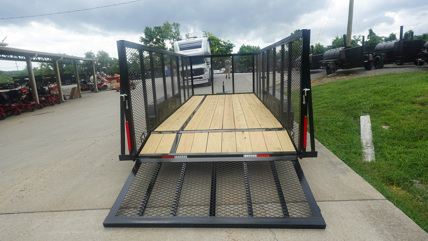 6.4x16 Dovetail Utility Trailer with 4ft Mesh Side (2) 3,500lb Axles - SLE Equipment - 6