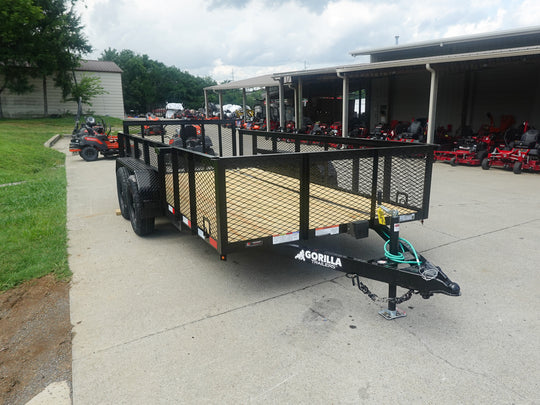 6.4x14 Dovetail Utility Trailer with 2ft Mesh Sides (2) 3500lb Axle - SLE Equipment - 1